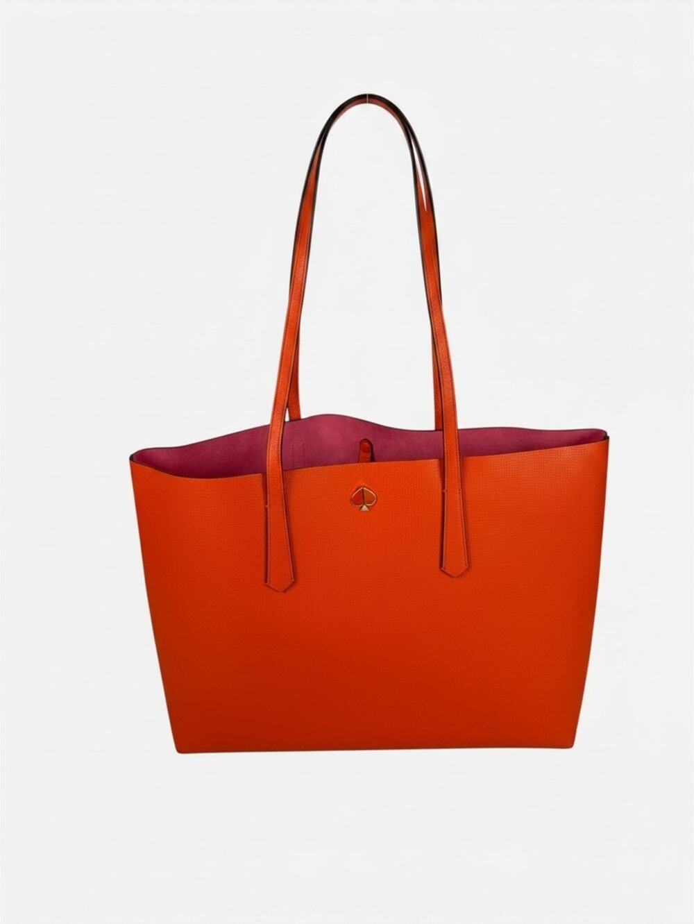 EUC Kate Spade Molly Leather Tote Bag Medium Shoulder Bag ORANGE Handbag Satchel